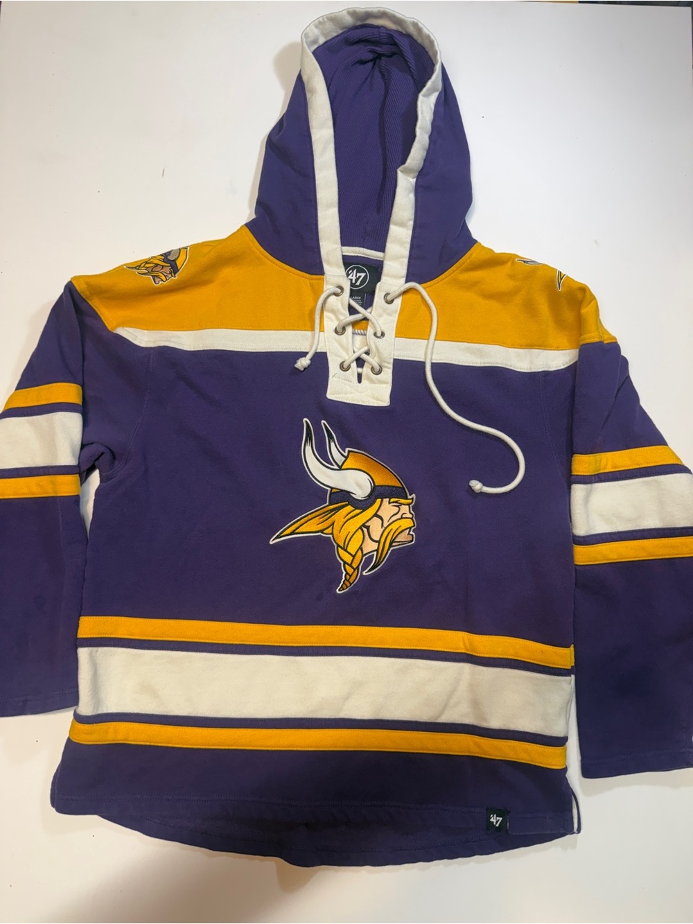 '47 Minnesota Vikings Purple and Gold Lace-Up Pullover Hoodie